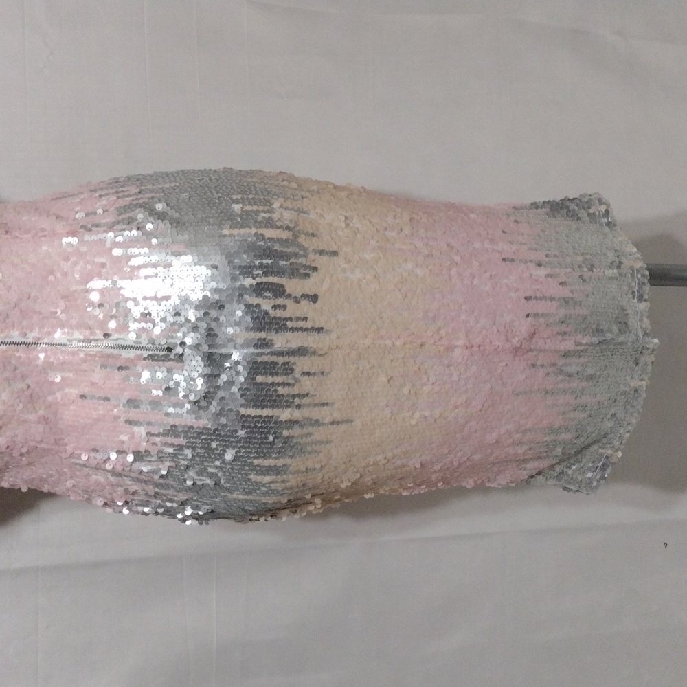 L’Atiste NWT Ombre Sequin Bodycon Dress Strapless High Neck Party Cocktail Large - Picture 12 of 16